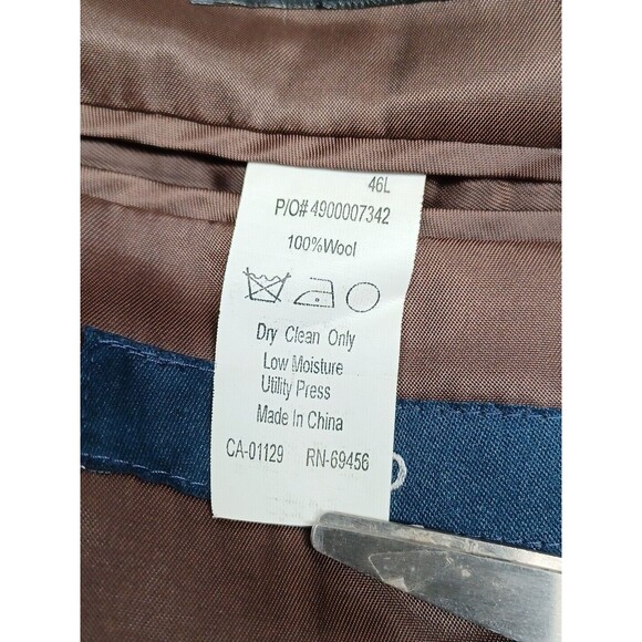 Izod Mens Brown Herrigbone Wool Blazer Sport Coat 46L 2 Buttons - Picture 10 of 10